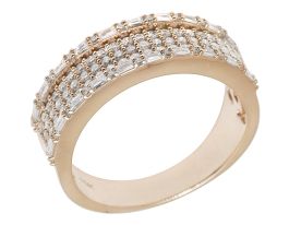 10K Rose Gold Baguette 1CT Diamond Ring Band 7MM