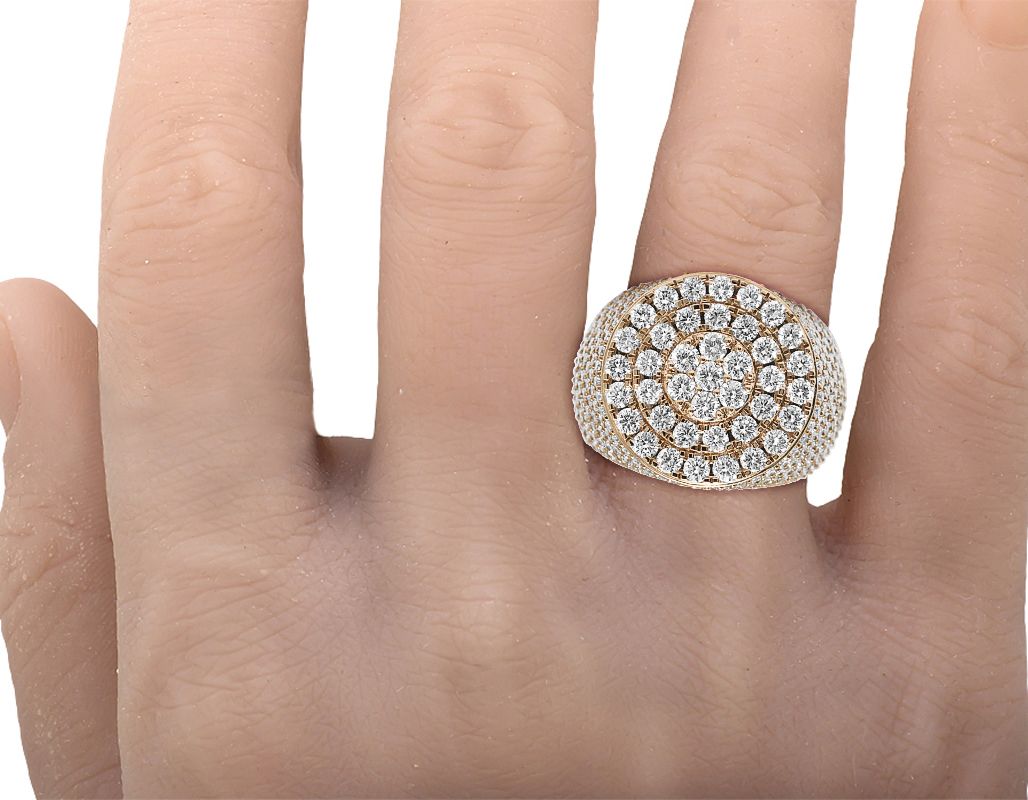 10K Rose Gold 4.5CT Diamond Center Cluster Pinky Ring 20mm - Image 3