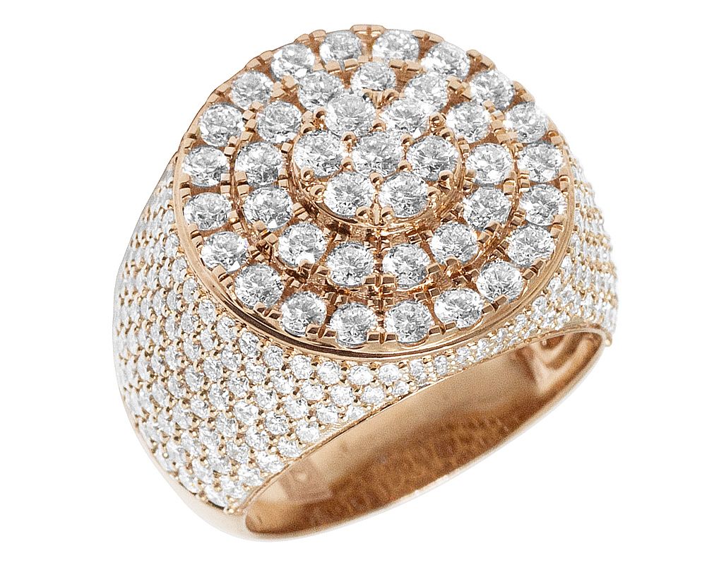 10K Rose Gold 4.5CT Diamond Center Cluster Pinky Ring 20mm - Image 4