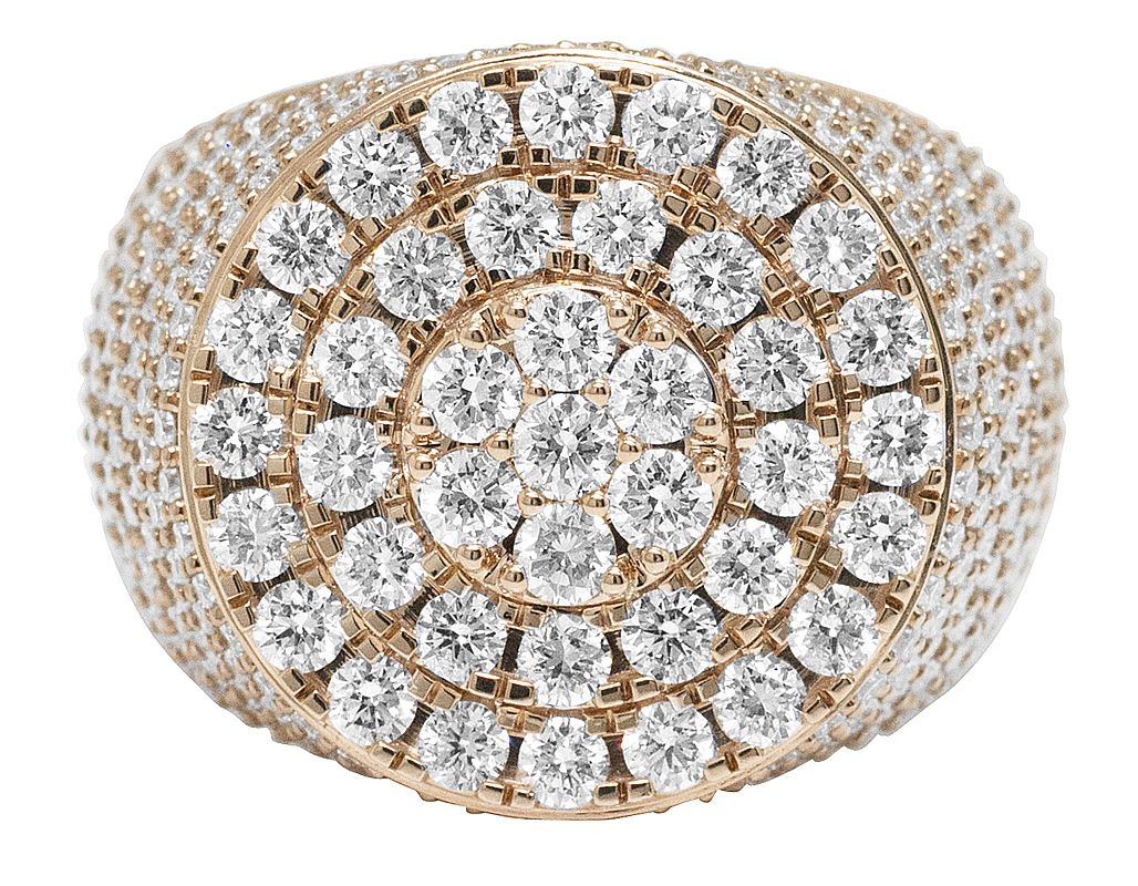 10K Rose Gold 4.5CT Diamond Center Cluster Pinky Ring 20mm - Image 5