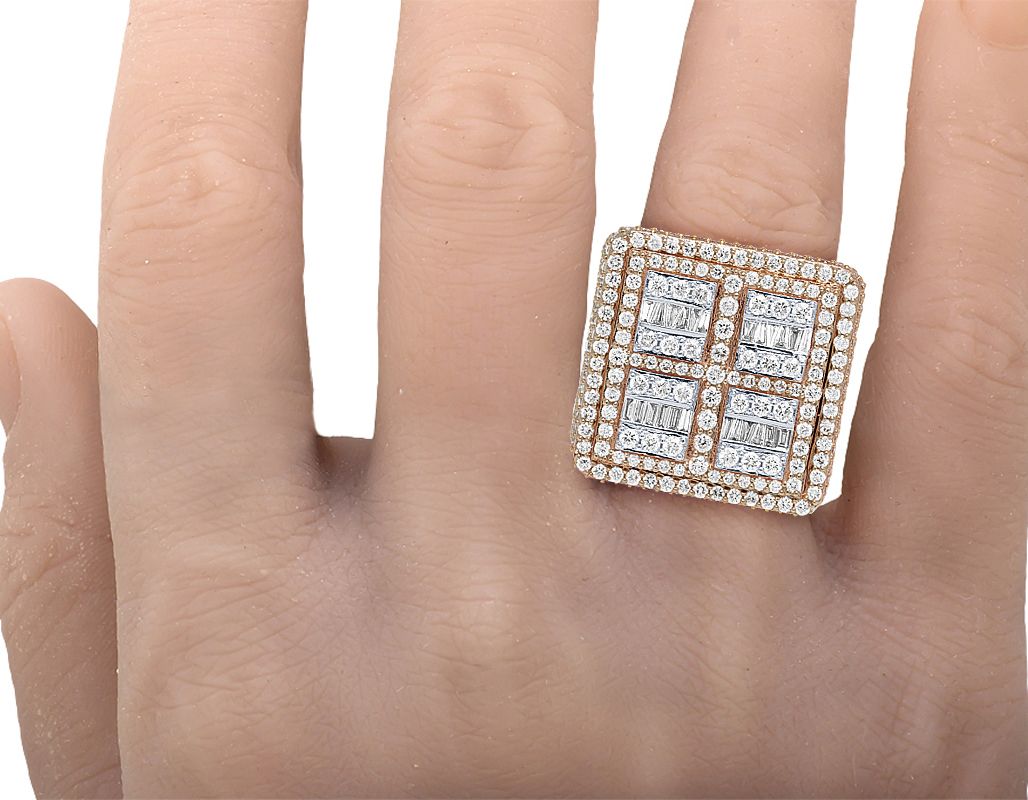10K Rose Gold Baguette 5.75CT Diamond Pinky Ring 25MM - Image 2