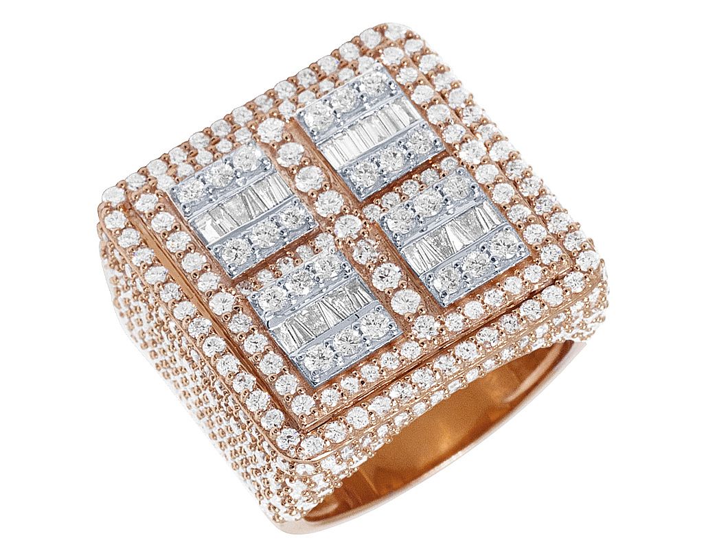 10K Rose Gold Baguette 5.75CT Diamond Pinky Ring 25MM - Image 3