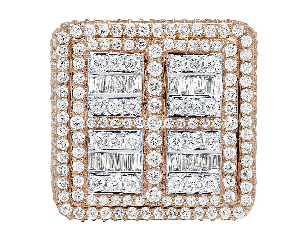 10K Rose Gold Baguette 5.75CT Diamond Pinky Ring 25MM - Image 4
