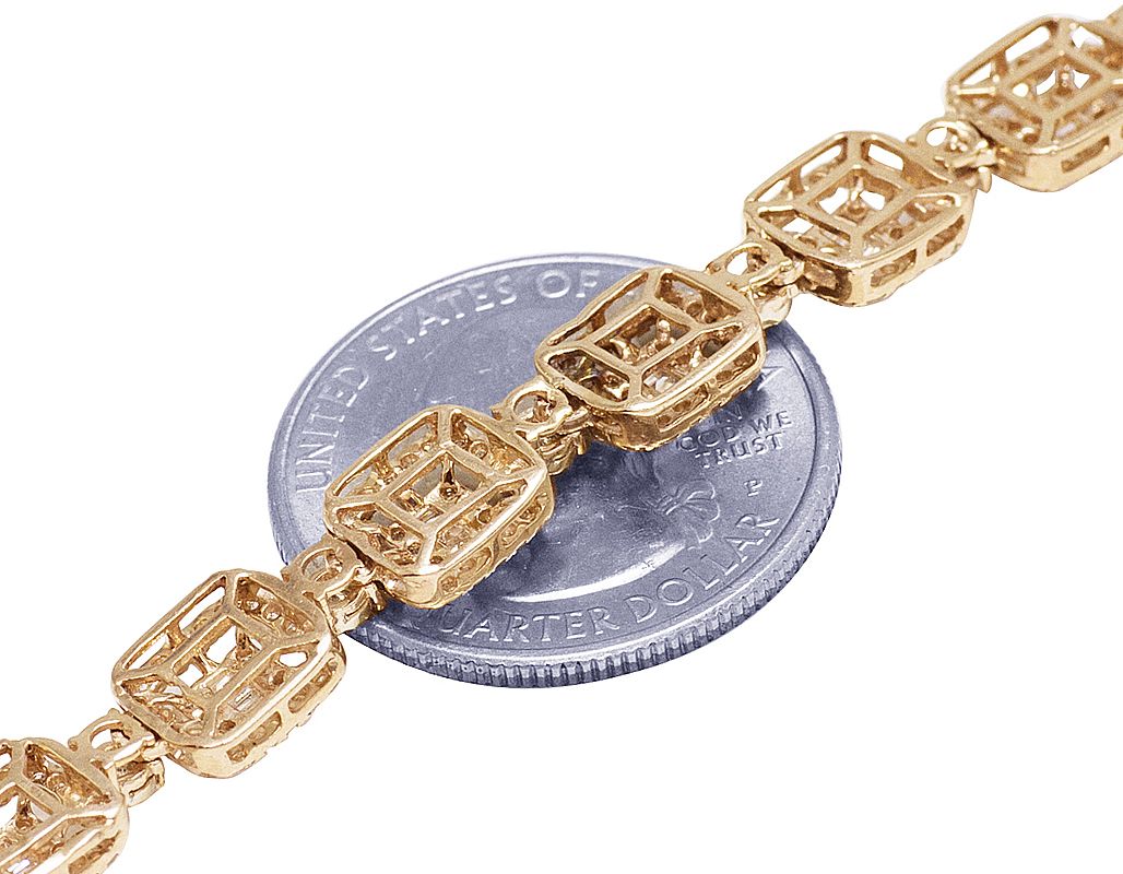 10K Rose Gold Baguette Flower Cluster Halo Diamond Tennis Chain 12CT 20" - Image 2