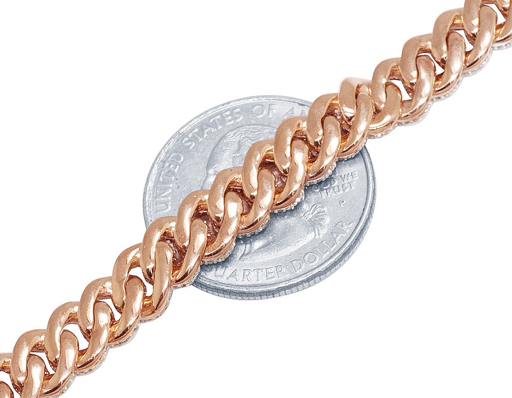 10K Rose Gold Diamond Miami Cuban Link Bracelet 8 MM 8" 3.4 CT - Image 2