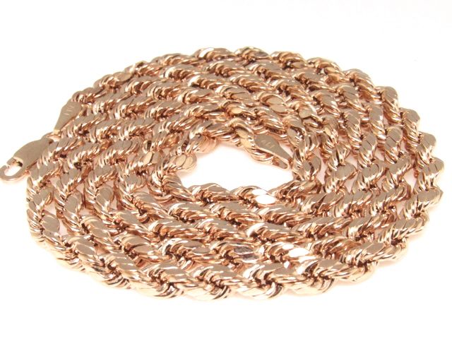 10K Rose Gold Hollow Rope Chain 5MM 18"-28" - Image 4
