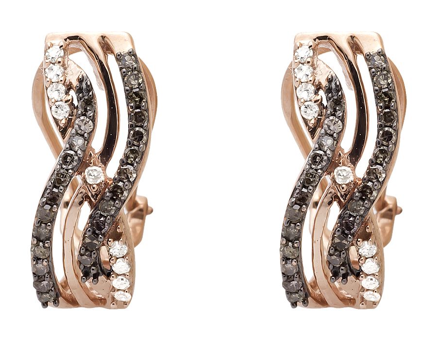 10K Rose Gold Infinity Brown And White Diamond Dangle Earring 0.50ct. - Image 2