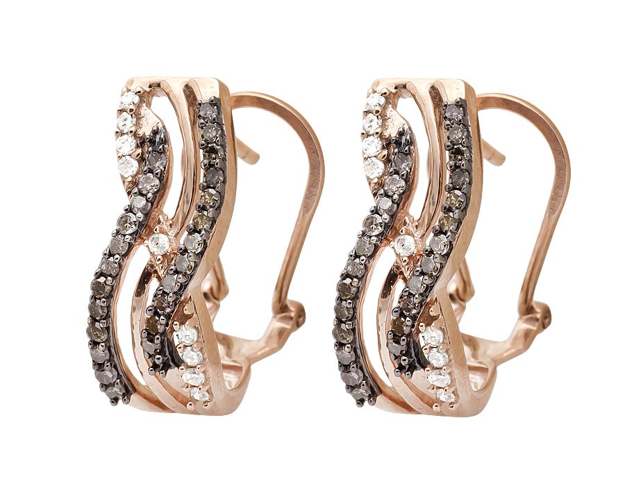 10K Rose Gold Infinity Brown And White Diamond Dangle Earring 0.50ct. - Image 3