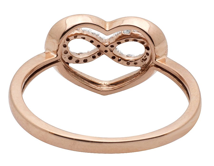 10K Rose Gold Infinity Heart Love Real Diamonds Ladies Ring 0.05ct - Image 3