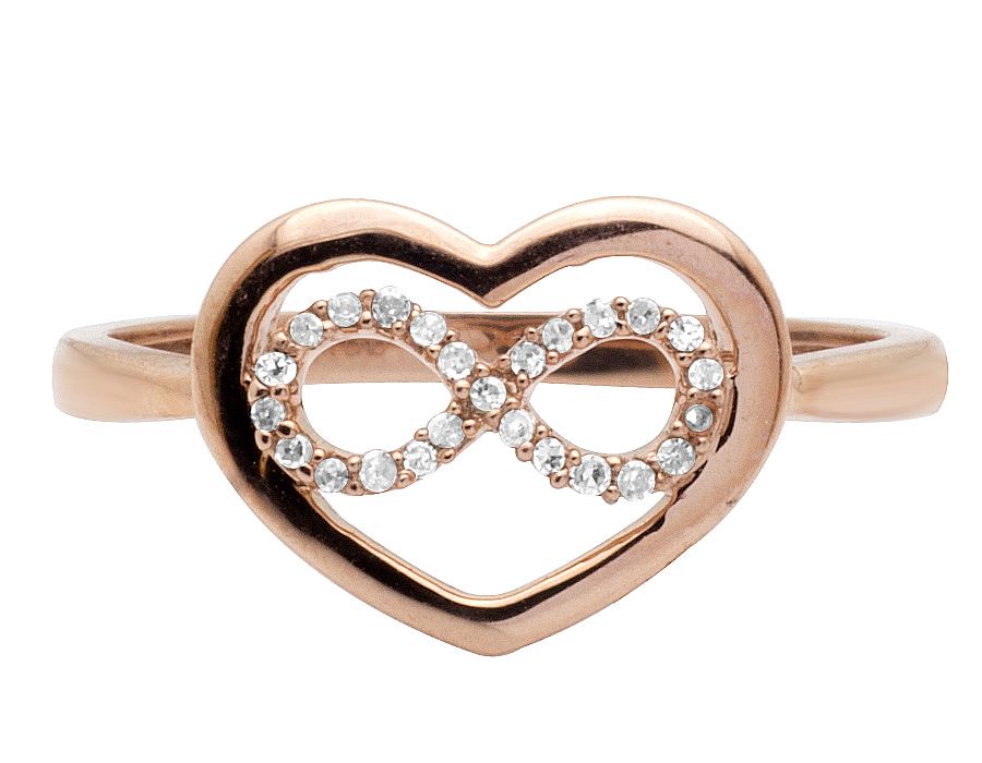 10K Rose Gold Infinity Heart Love Real Diamonds Ladies Ring 0.05ct - Image 4