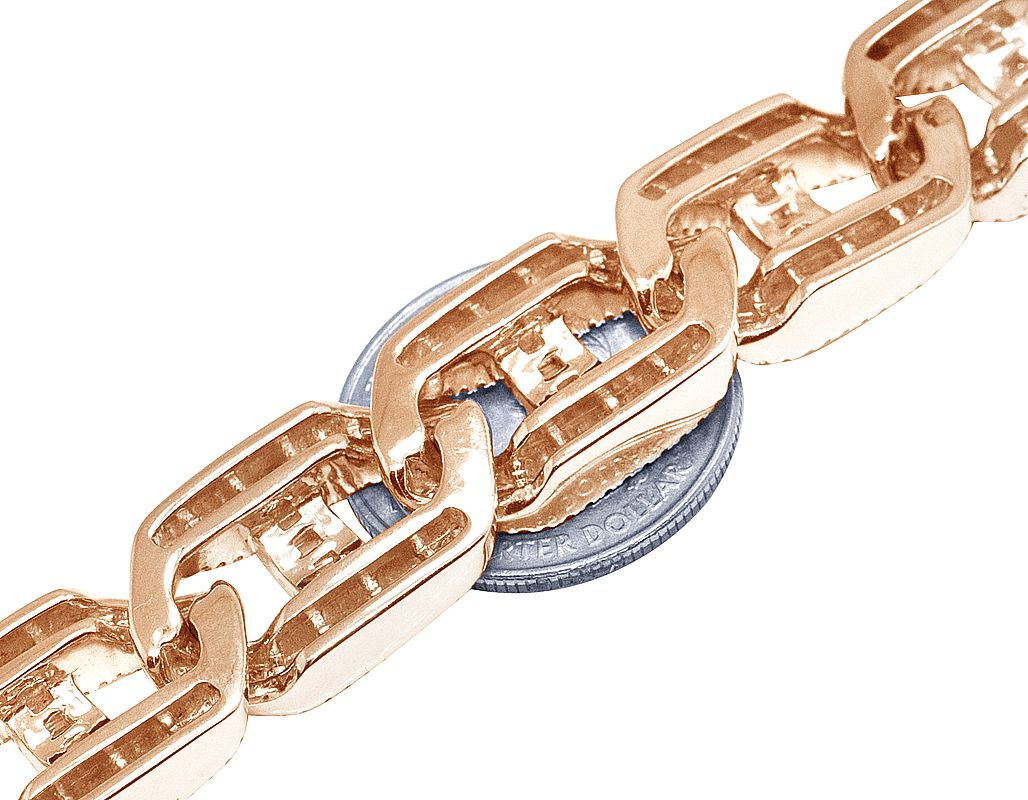 10K Rose Gold Mariner Link Baguette 11.1CT Diamond Bracelet 15MM 8.5" - Image 2