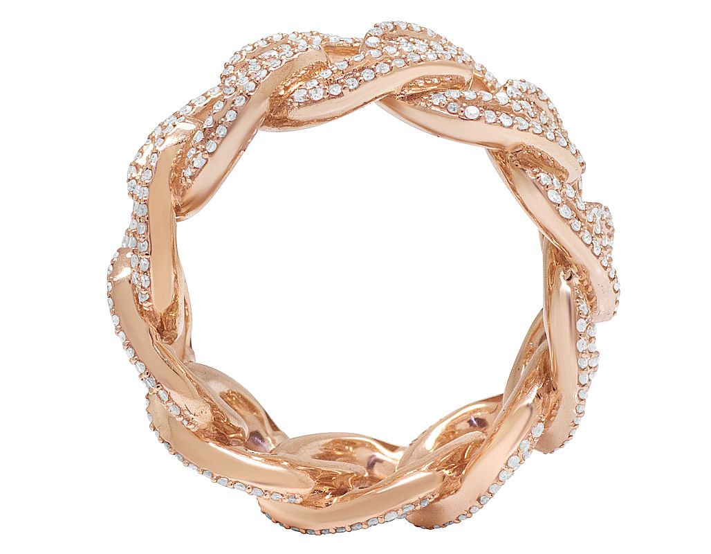 10K Rose Gold men Baguette Diamond Cuban Ring Band 12MM 1.75CT - Image 5