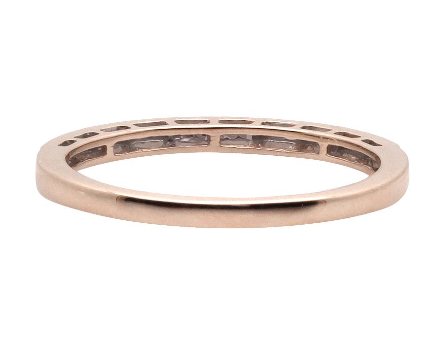 10K Rose Gold MIlgrain One Row Red And White Diamond Wedding Band Ring 1/12ct. - Image 4