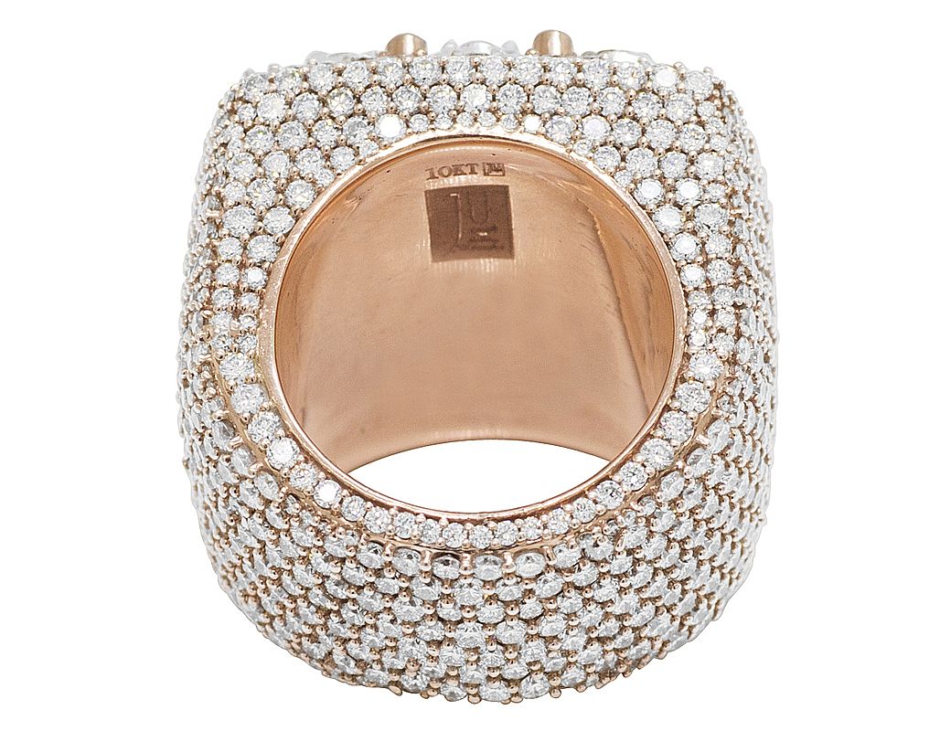 10k Rose/White Gold Cluster 12.60ct Diamond Pinky Ring 26MM - Image 3