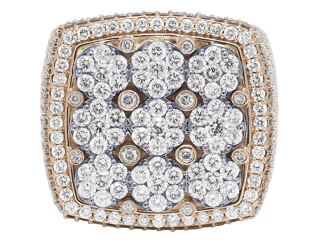 10k Rose/White Gold Cluster 12.60ct Diamond Pinky Ring 26MM - Image 4