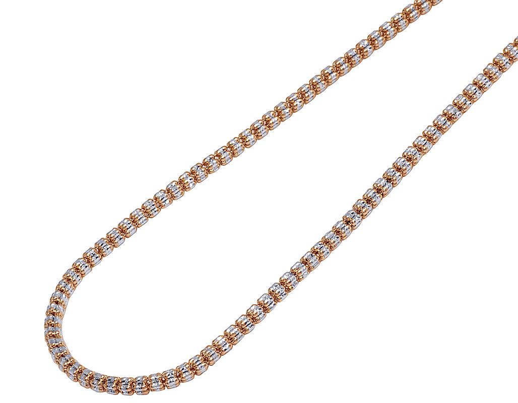 10K Rose White Gold Diamond Cut Ice Chain 4MM 20-30 Inches