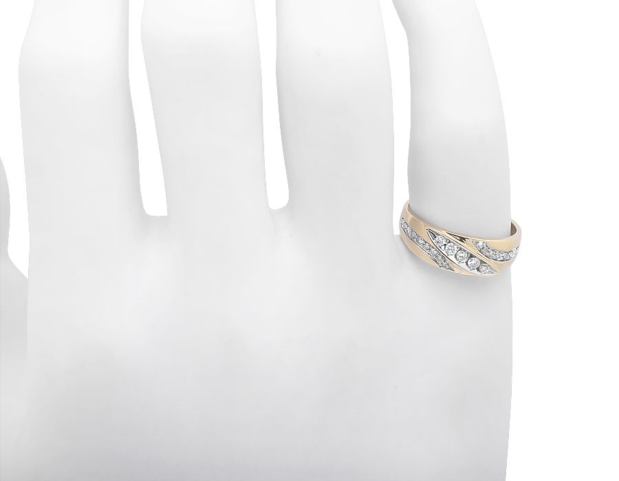 10k Two-tone Gold Men's Wedding Band Round Channel Diagonal Diamonds 0.49ct