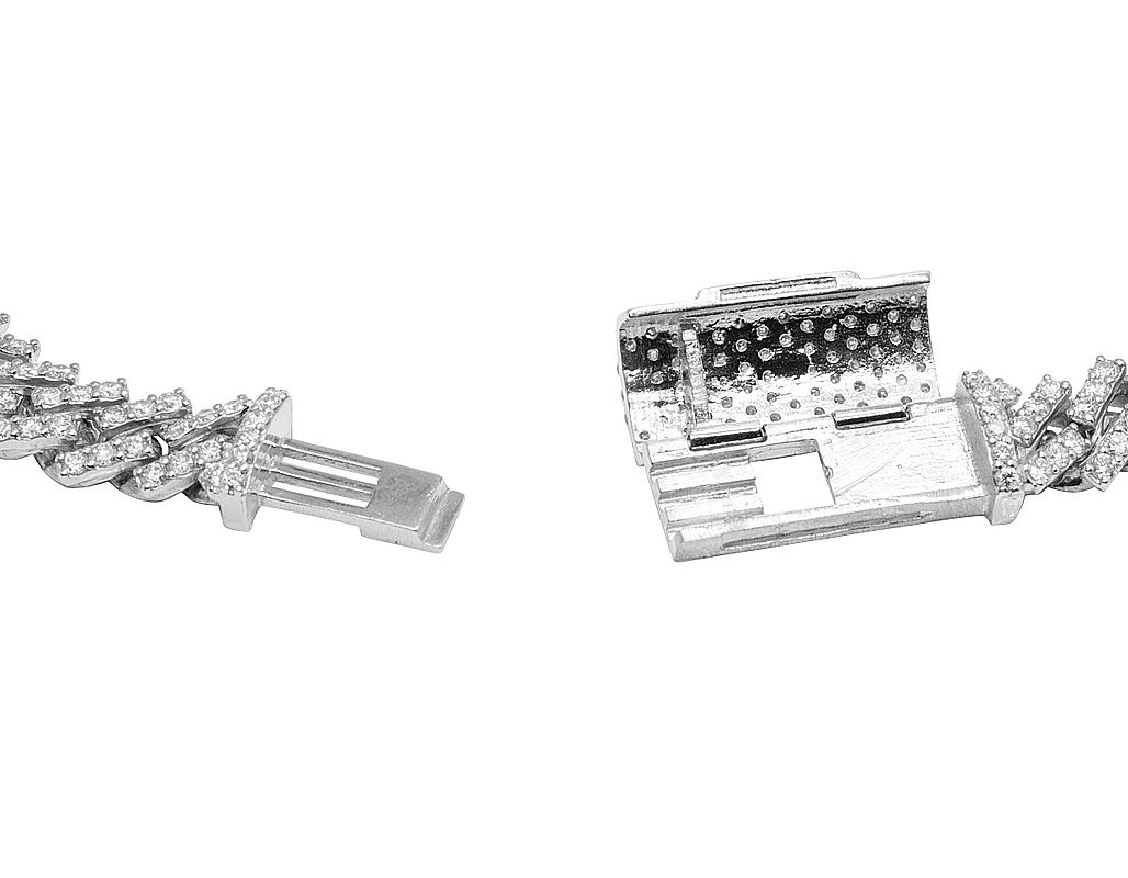 10K White Gold 1 Row 7.8CT Diamond Miami Cuban Bracelet 9MM 8"
