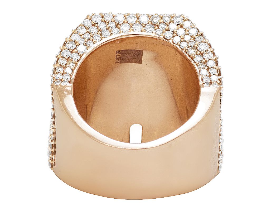 "A" Initial EGL Certified VVS 8.8CT Diamond Ring 10k Rose Gold 27MM - Image 2