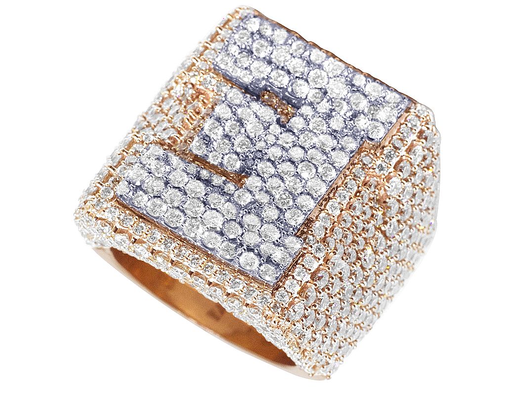 "E" Initial EGL Certified VVS 8.6CT Diamond Ring 10k Rose Gold 25MM - Image 3