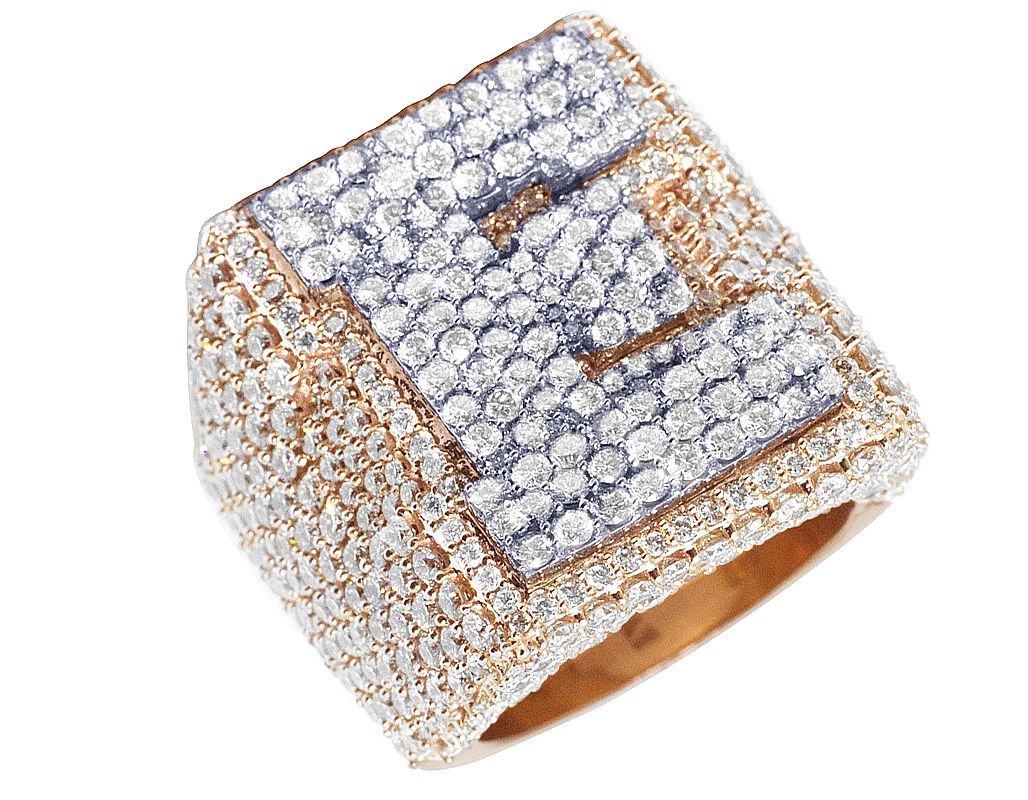 "E" Initial EGL Certified VVS 8.6CT Diamond Ring 10k Rose Gold 25MM - Image 5