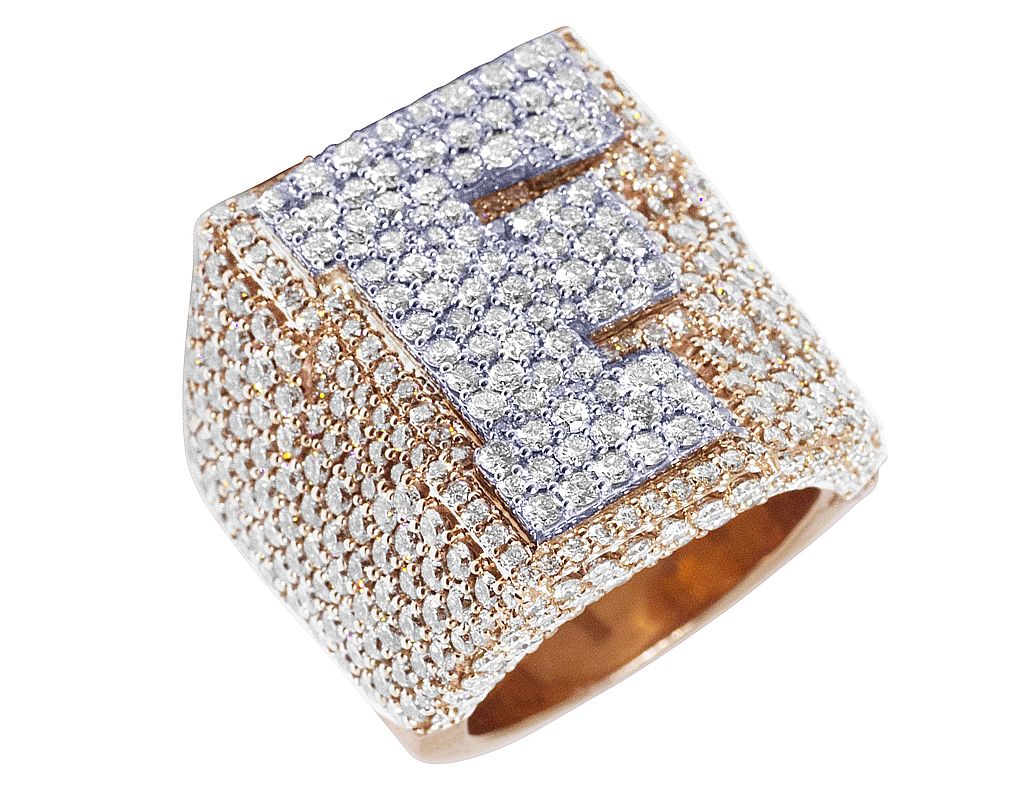 "F" Initial EGL Certified VS 8.7CT Diamond Ring 10k Rose Gold 25MM - Image 5