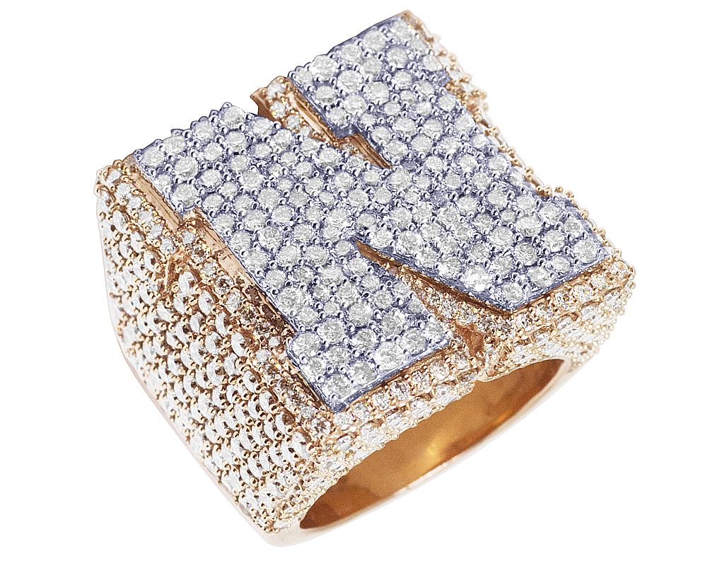 "N" Initial EGL Certified VVS 9.3CT Diamond Ring 10k Rose Gold 26MM - Image 5