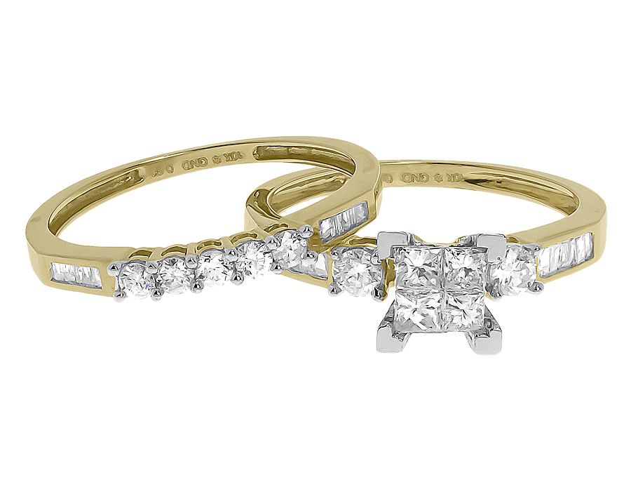 Princess Diamond Bridal Ring Set in Yellow Gold (0.90 ct) – hsy.nyc